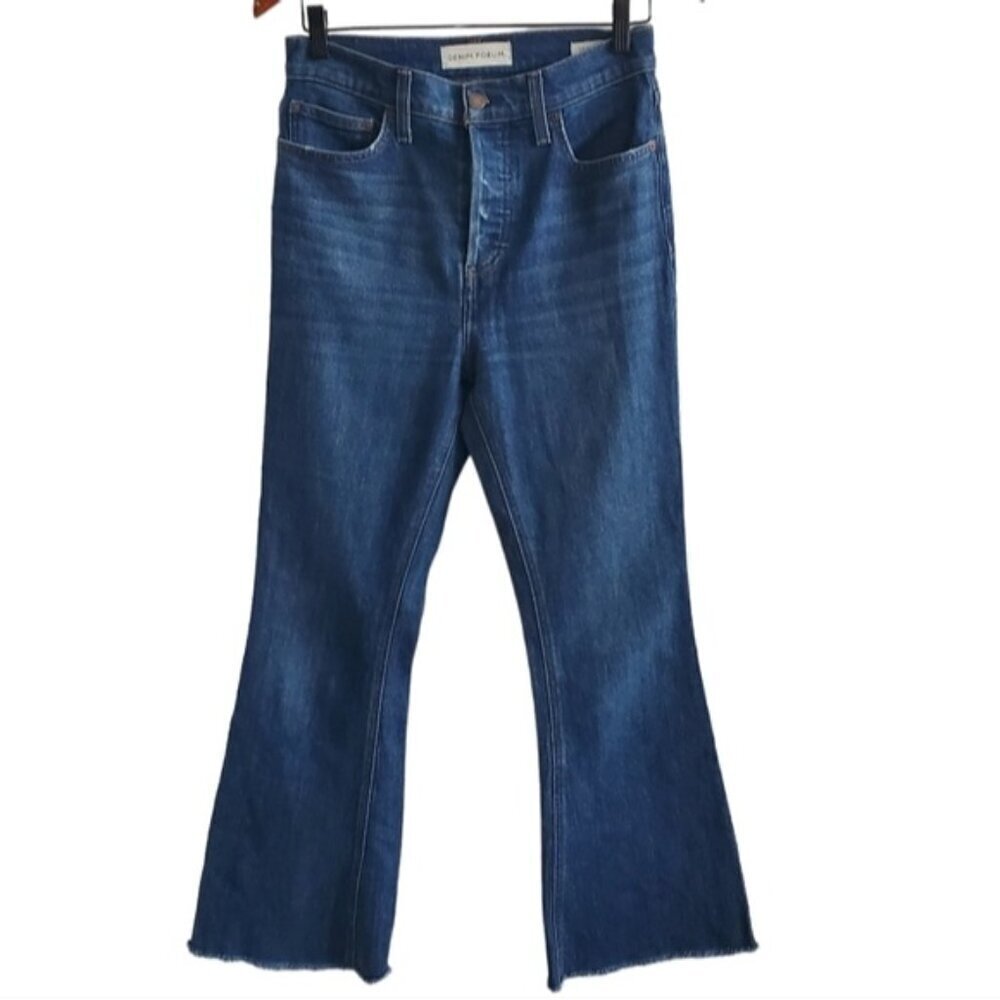 Denim Forum The Marianne Flare High Rise Medium Blue-Wash Jeans Size 27